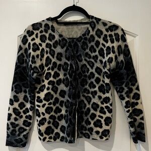 SAMANTHA SUNG Black and Cream Leopard Cardigan